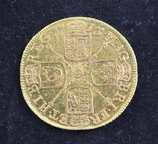 A Queen Anne gold guinea, 1713,